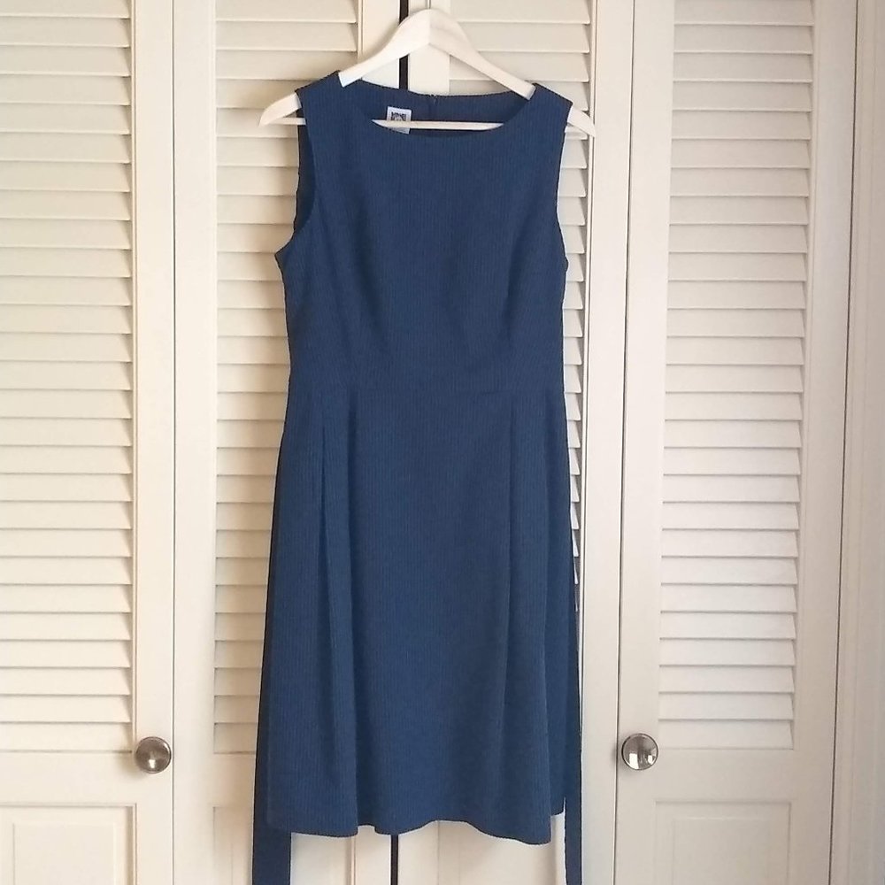 Anne Klein Blue & Black Striped A-Line Dress